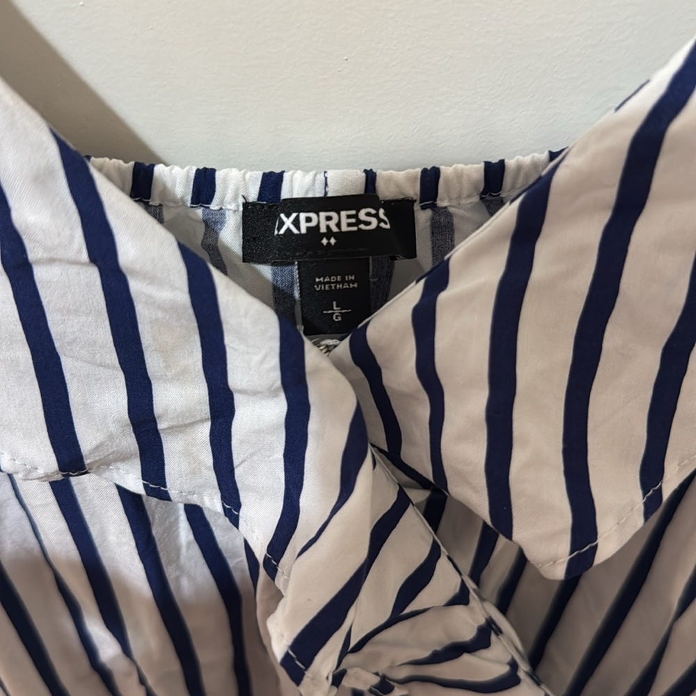 Express Striped Ruffle Wrap Cami Dress - Picture 4 of 10